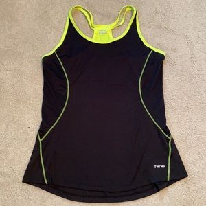 Hind medium workout tank black with yellow trim